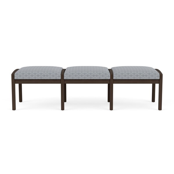 Lesro Lenox Wood 3 Seat Bench Wood Frame, Mocha, RS Fog Upholstery LW3001 - main